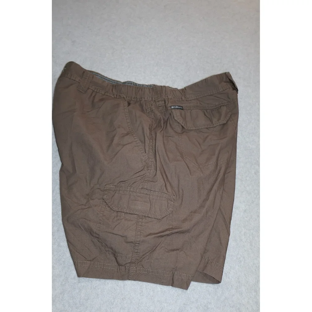 Columbia Cargo Shorts Men 38 Brown Cotton Elastic Waist Outdoor Casual 8